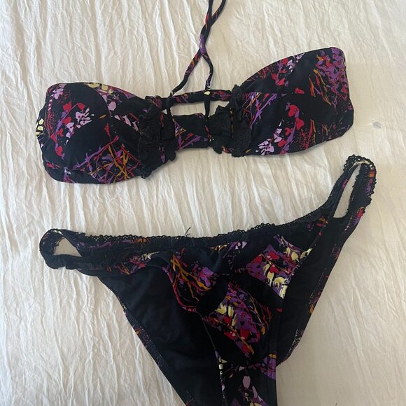 SEVENTH WONDERLAND BIKINI SIZE 8 BLACK/PURPLE NWT - Picture 1 of 4